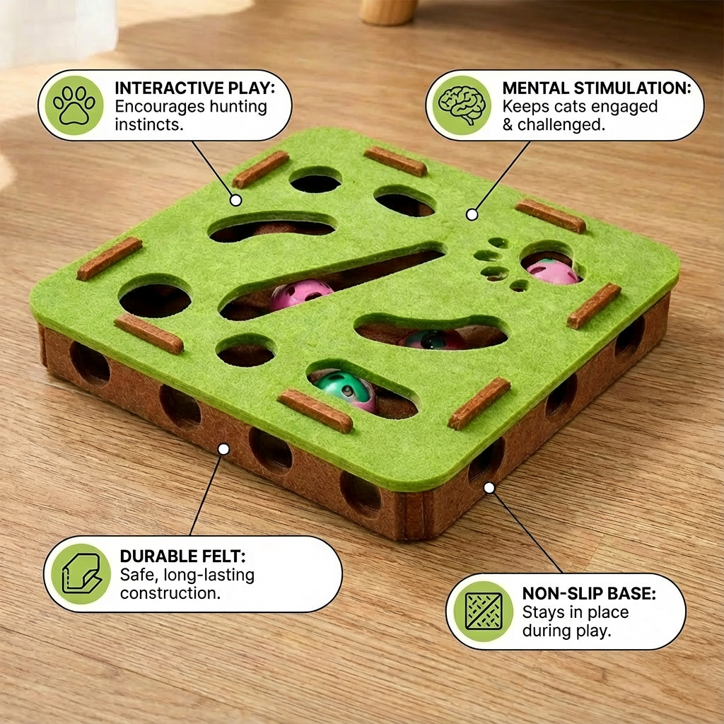 PurrPuzzle™ Felt Cat Maze Toy