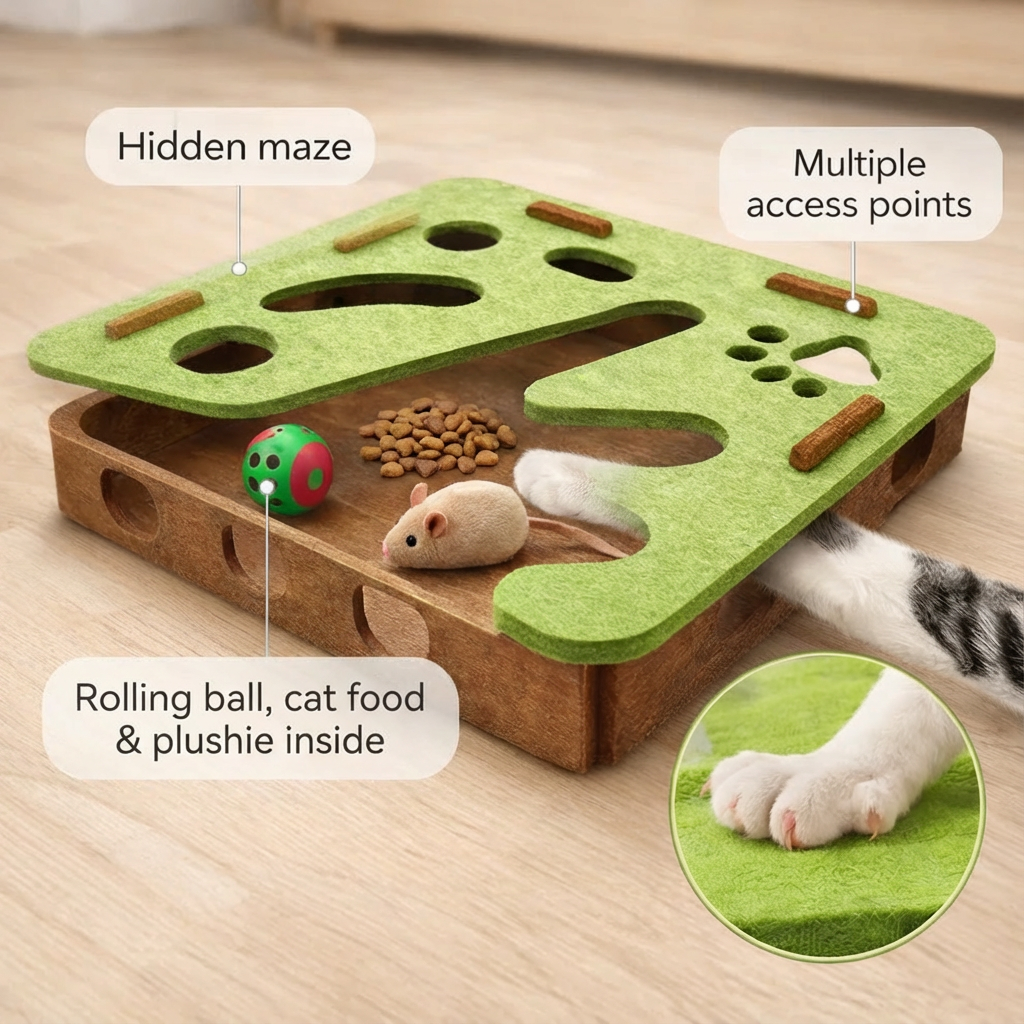 PurrPuzzle™ Felt Cat Maze Toy